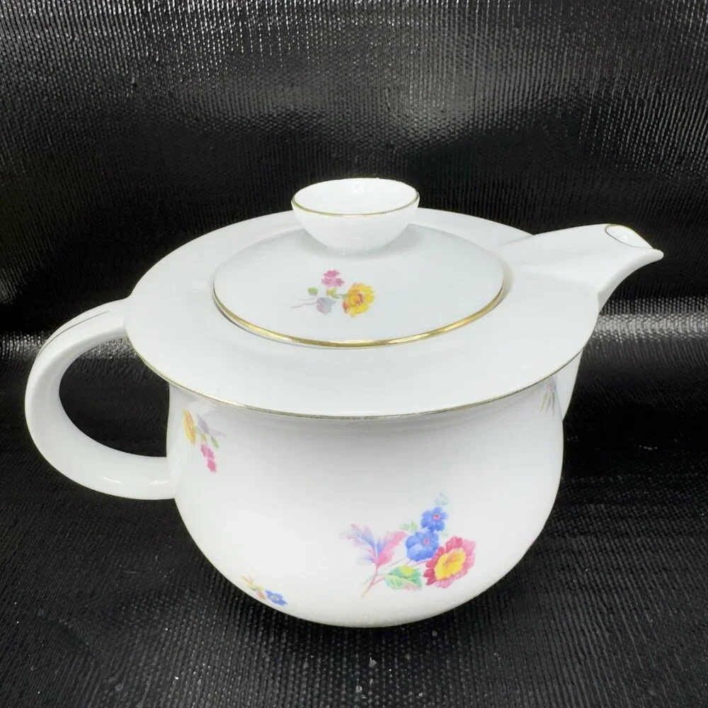 DRASCHE BUDAPEST Fine Porcelain Teapot Carafe Tea Pot Multicolored‎ Floral VTG